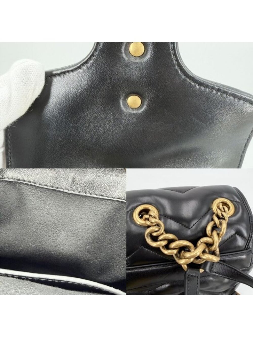 Gucci GG Marmont Quilted Backpack Leather Black - Picture 7 of 8